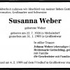 Weber Susanna 1920-1989 Todesanzeige